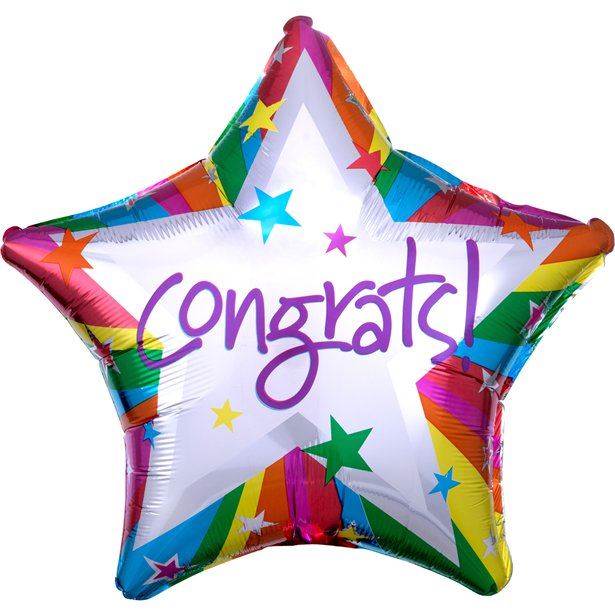Rainbow Congrats Standard Foil Balloons 19"/48cm S40 - 5 PC