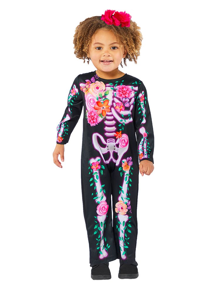 9914792 - Floral Skeleton Costume - Age 12-18 Months - 1 PC