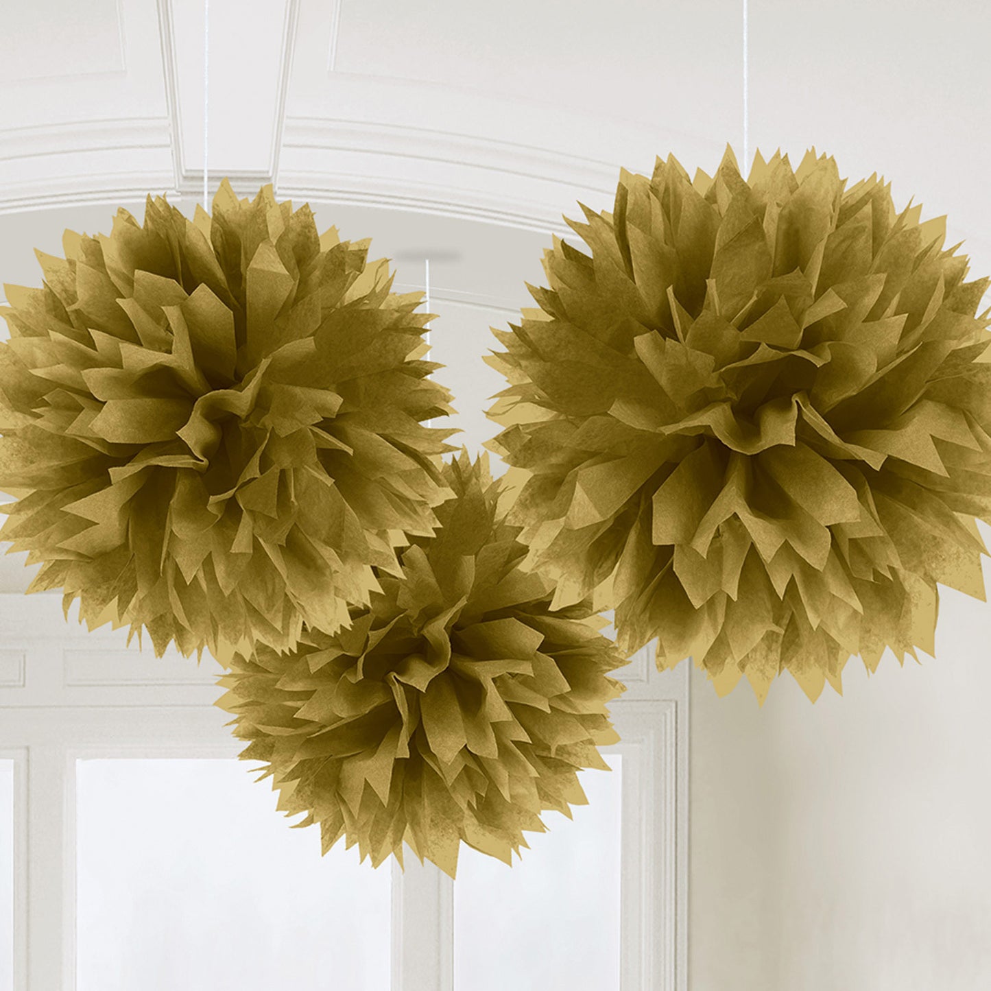 18055 - Black Fluffy Pom Pom Decorations 40cm - 6 PKG/3