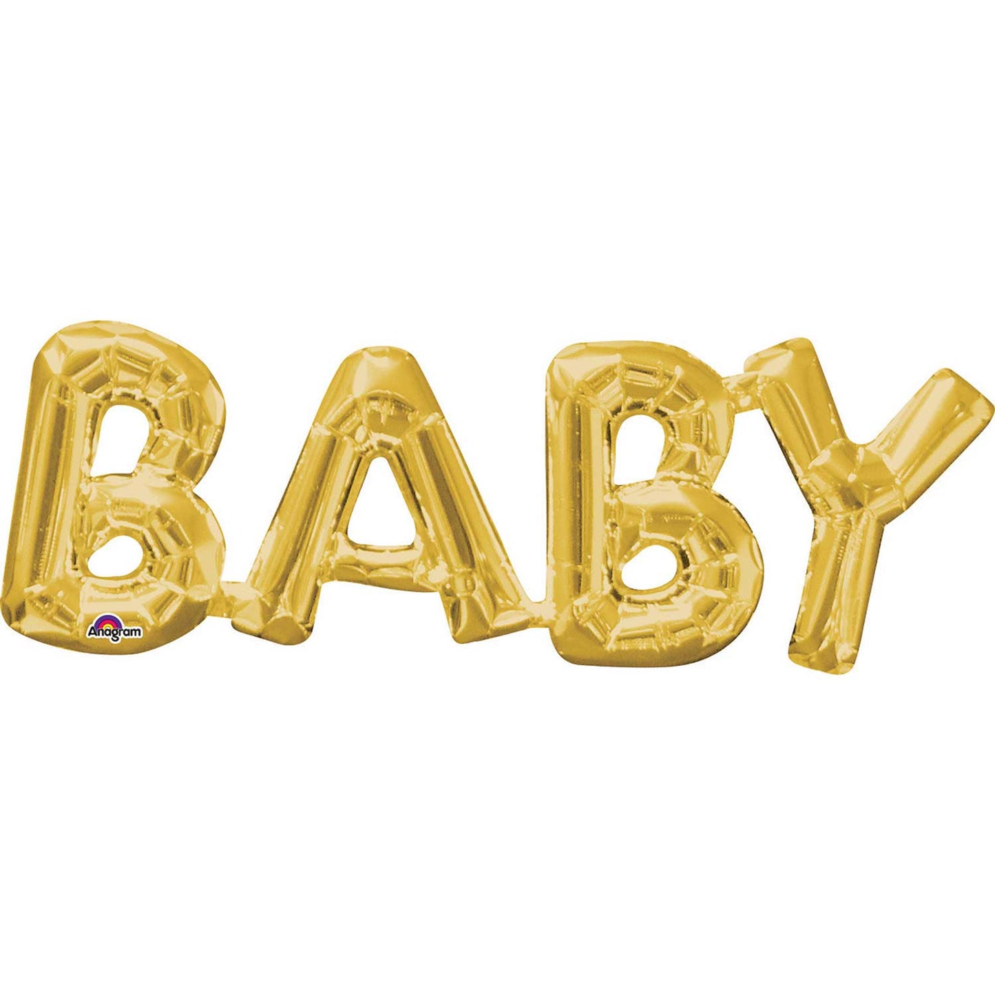 3376301 IP X5 - "Baby" Phrase Gold SuperShape Foil Balloons 26"/66cm x 9"/22cm S55 - 5 PC