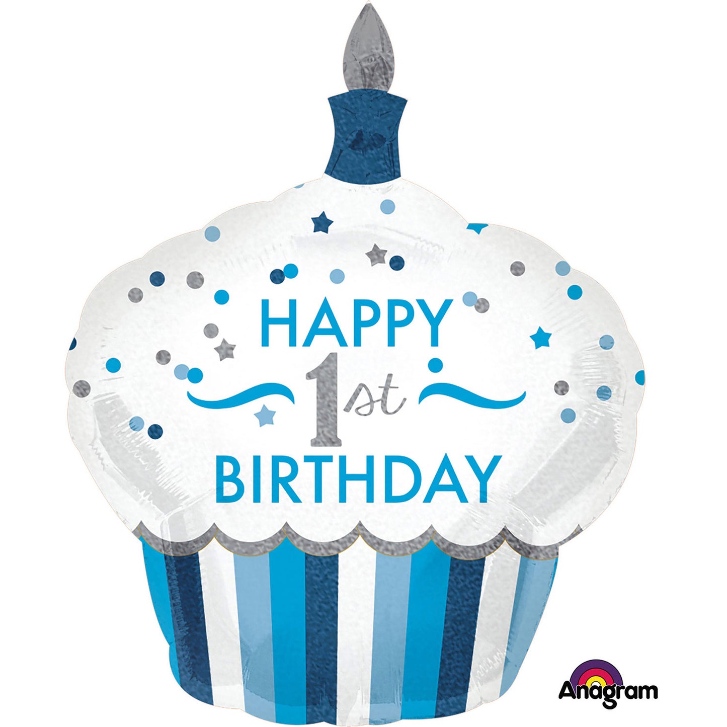 3452301 IP X5 - 1st Birthday Cupcake Boy SuperShape Foil Balloons 29"/73cm w x 36"/91cm h P40 - 5 PC