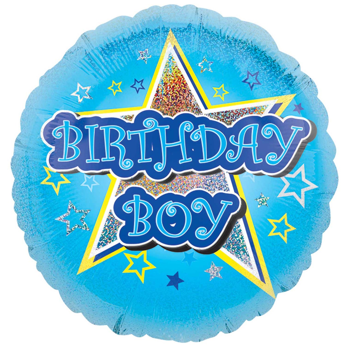 3598201 IP X5 - Blue Stars Birthday Standard Holographic Foil Balloons S40 - 5 PC