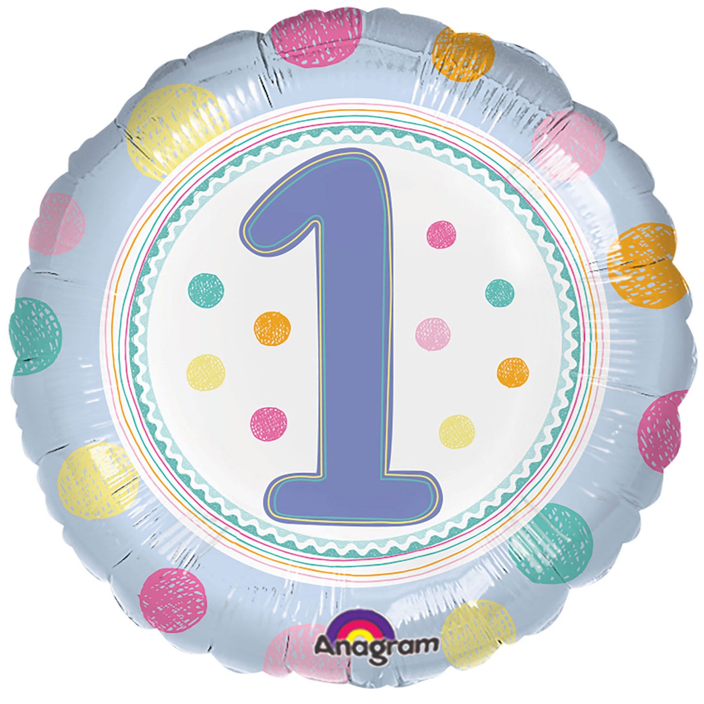 3598301 IP X5 - SpotOn 1st Happy Birthday Standard Foil Balloons S40 - 5 PC