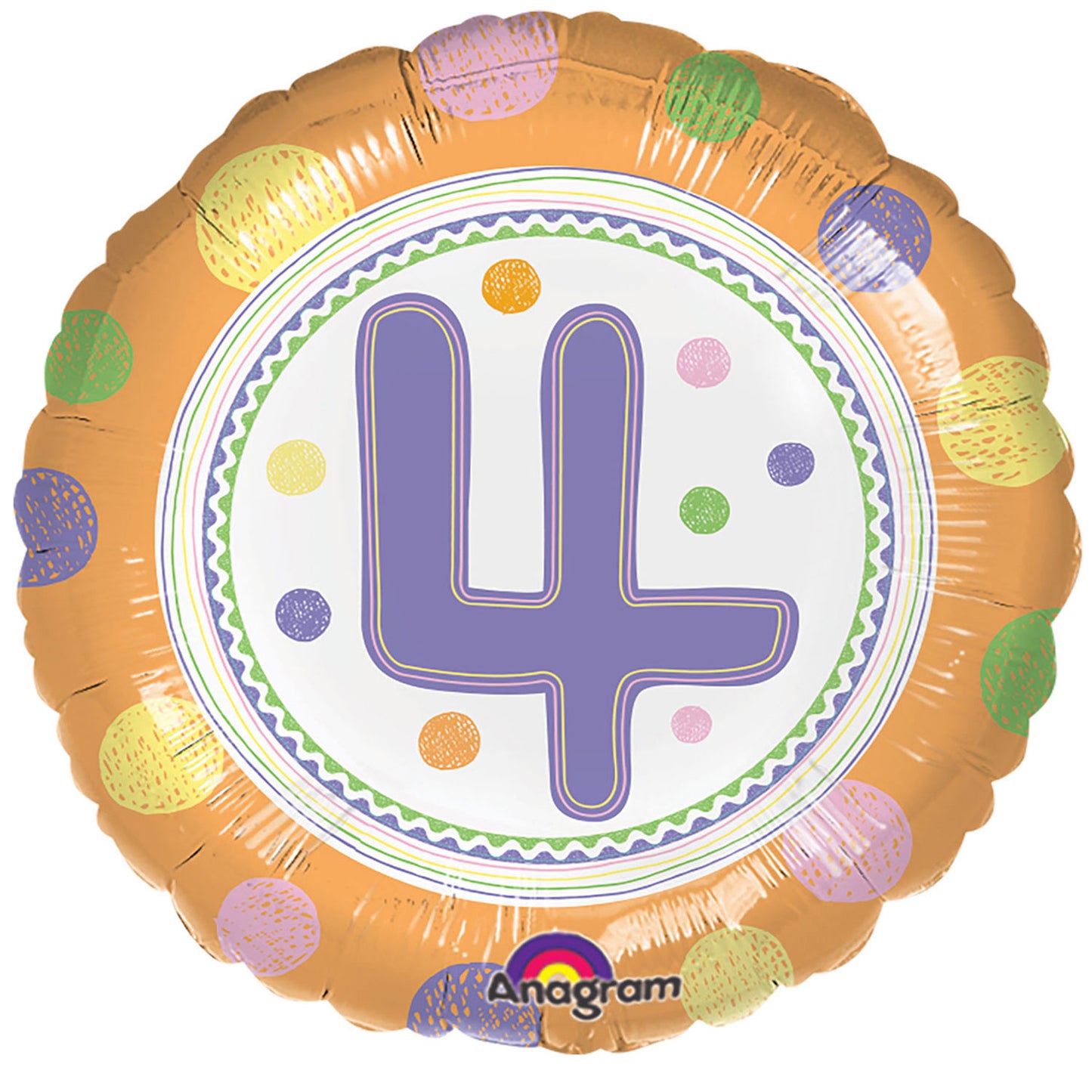 3604801 IP X5 - SpotOn 4th Happy Birthday Standard Foil Balloons S40 - 5 PC