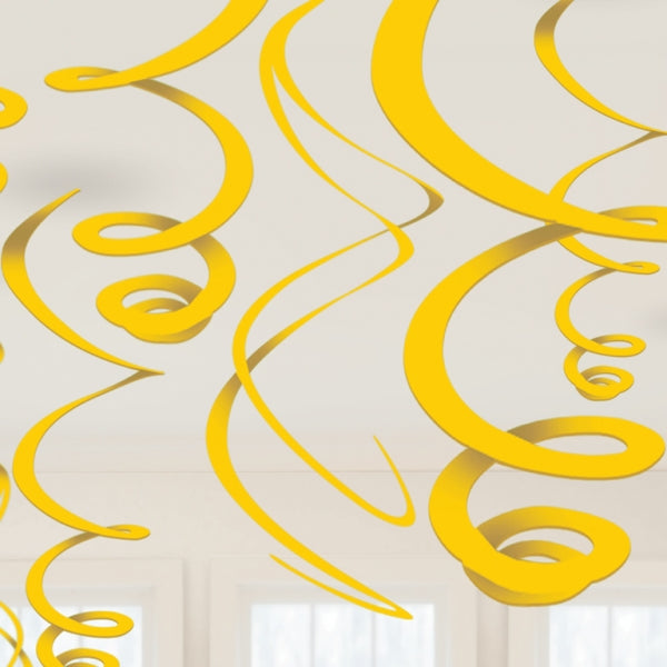 67055 - Yellow Plastic Swirls Decorations 55cm - 6 PKG/12