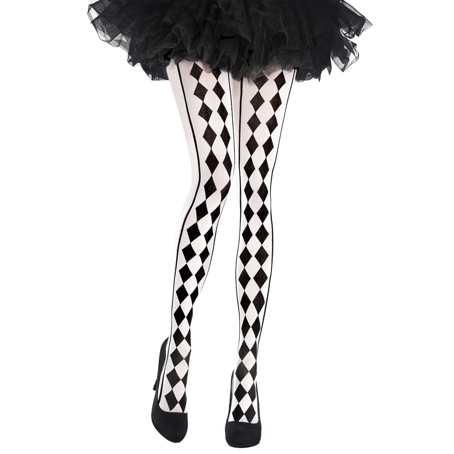 Harlequin Tights Black & White - Size Adult - 6 PC