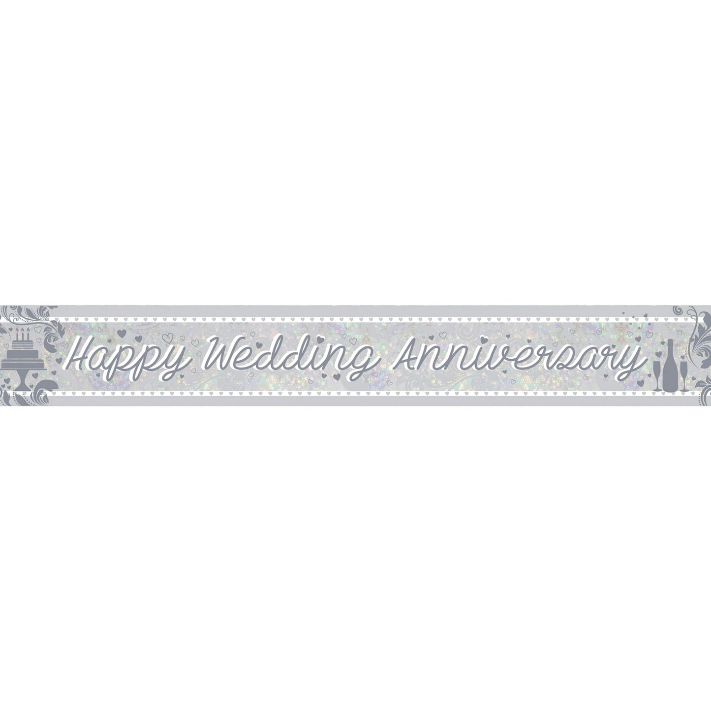 9900041 IP X12 - Happy Anniversary Holographic Foil Banners 2.7m - 12 PC