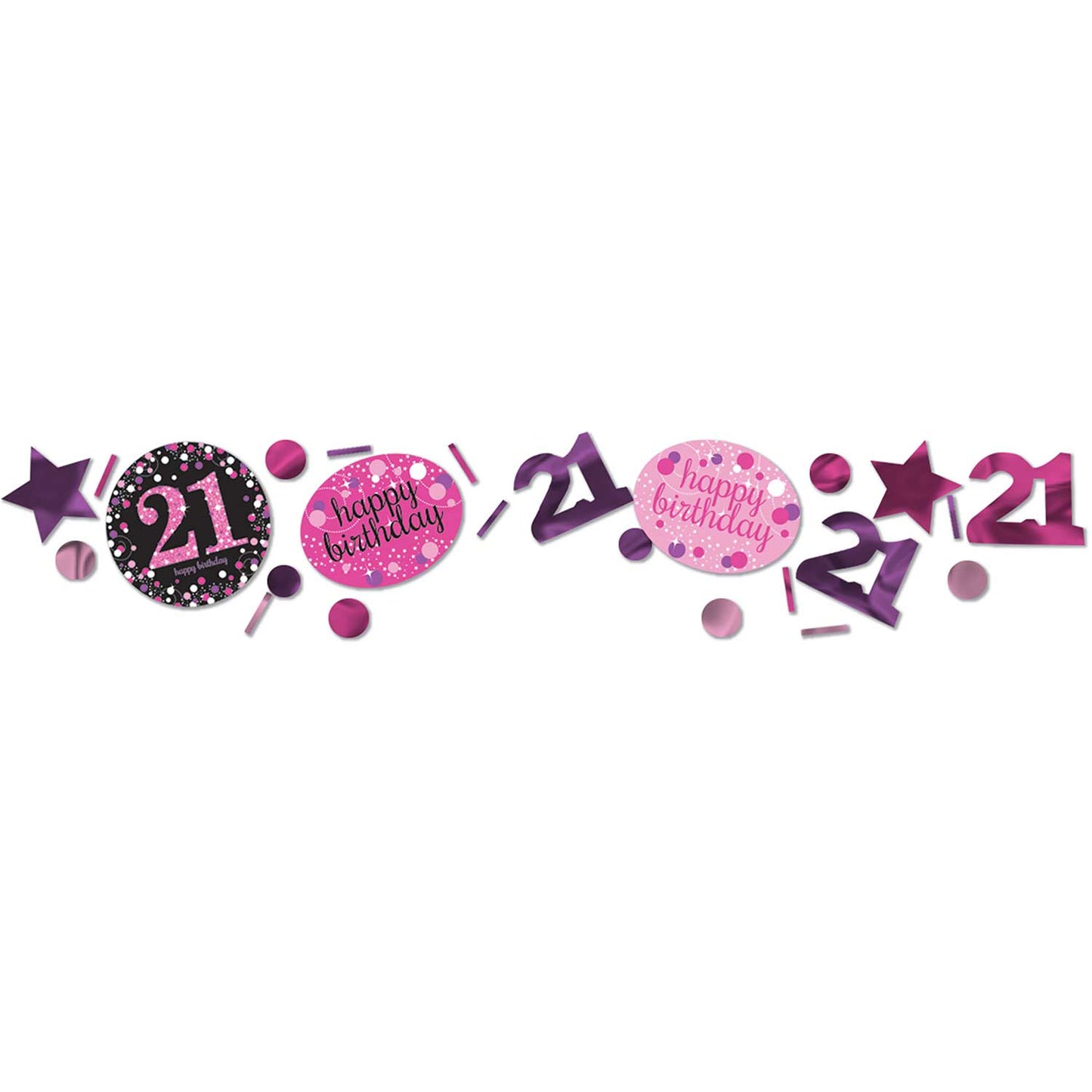 9900586 IP X12 - Pink Sparkling Celebration 21st 3 Pack Value Confetti 34g - 12 PC