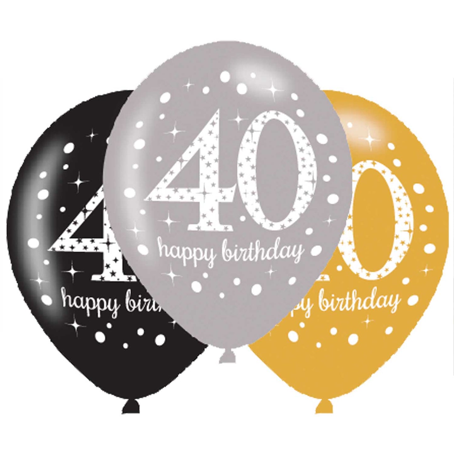 9900739 IP X6 - Gold Sparkling Celebration 40th Latex Balloons 21"/27cm - 6 PKG/6