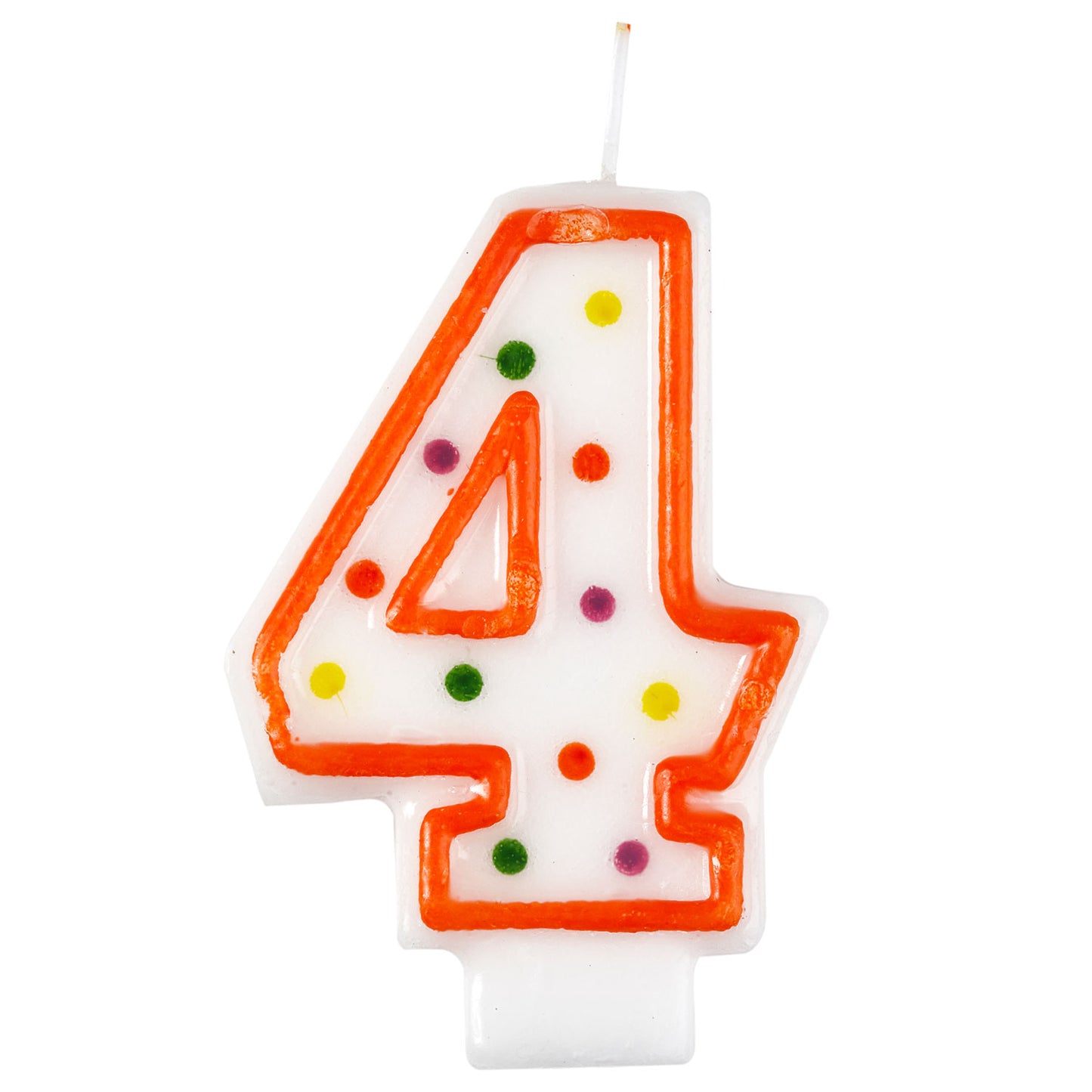 9900778 IP X12 - Polka Dot Birthday Candles Number 4 Orange 7.5cm - 12 PC