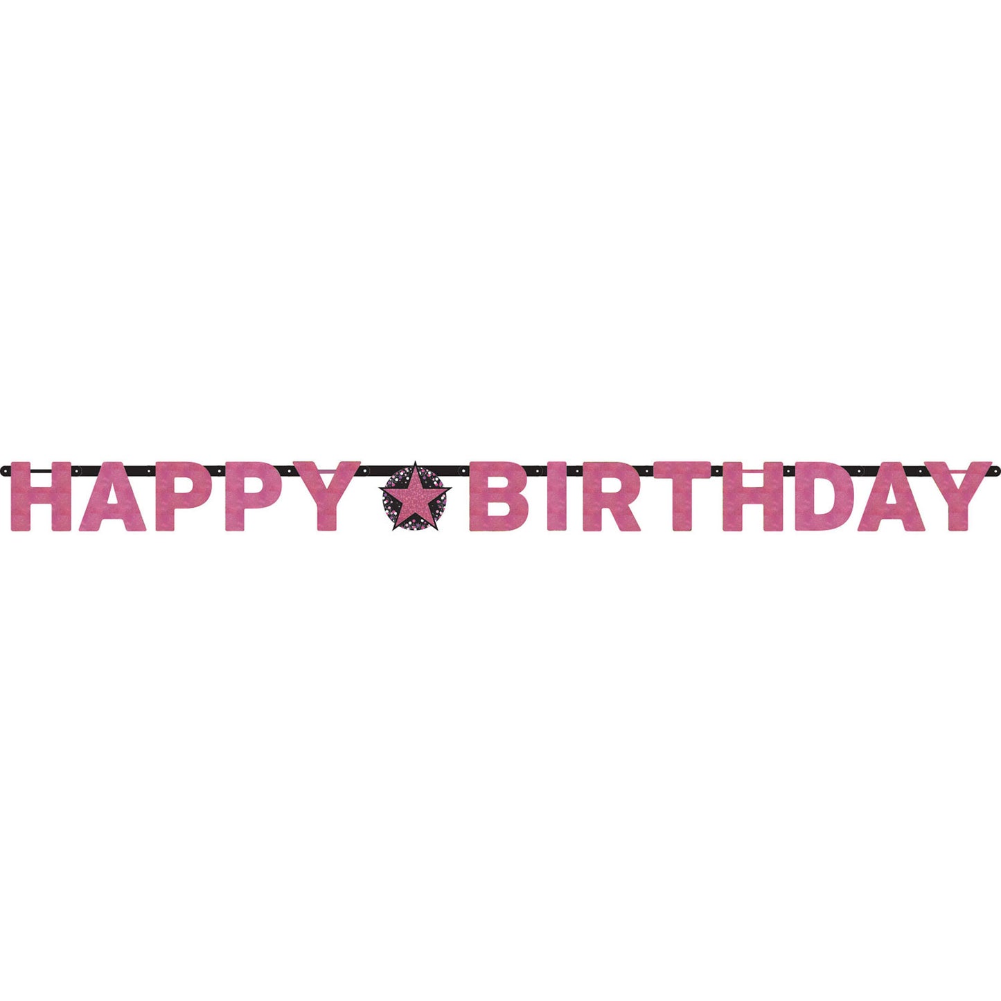 9901185 IP X12 - Pink Sparkling Celebration Prismatic Letter Banners 2.13m - 12 PC
