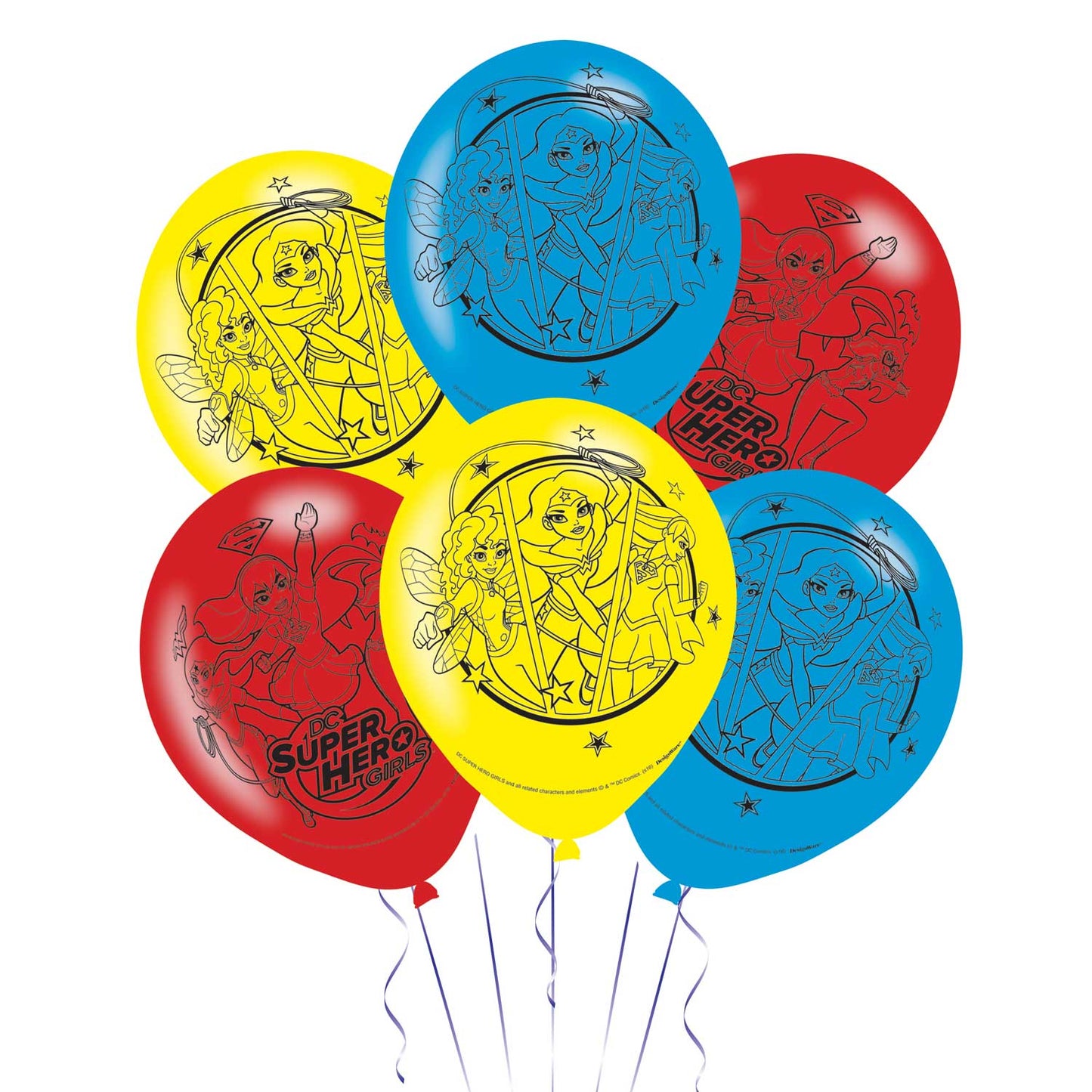 9901499 IP X6 - DC Super Hero Girls 4 Sided Latex Balloons 11"/28cm - 6 PKG/6