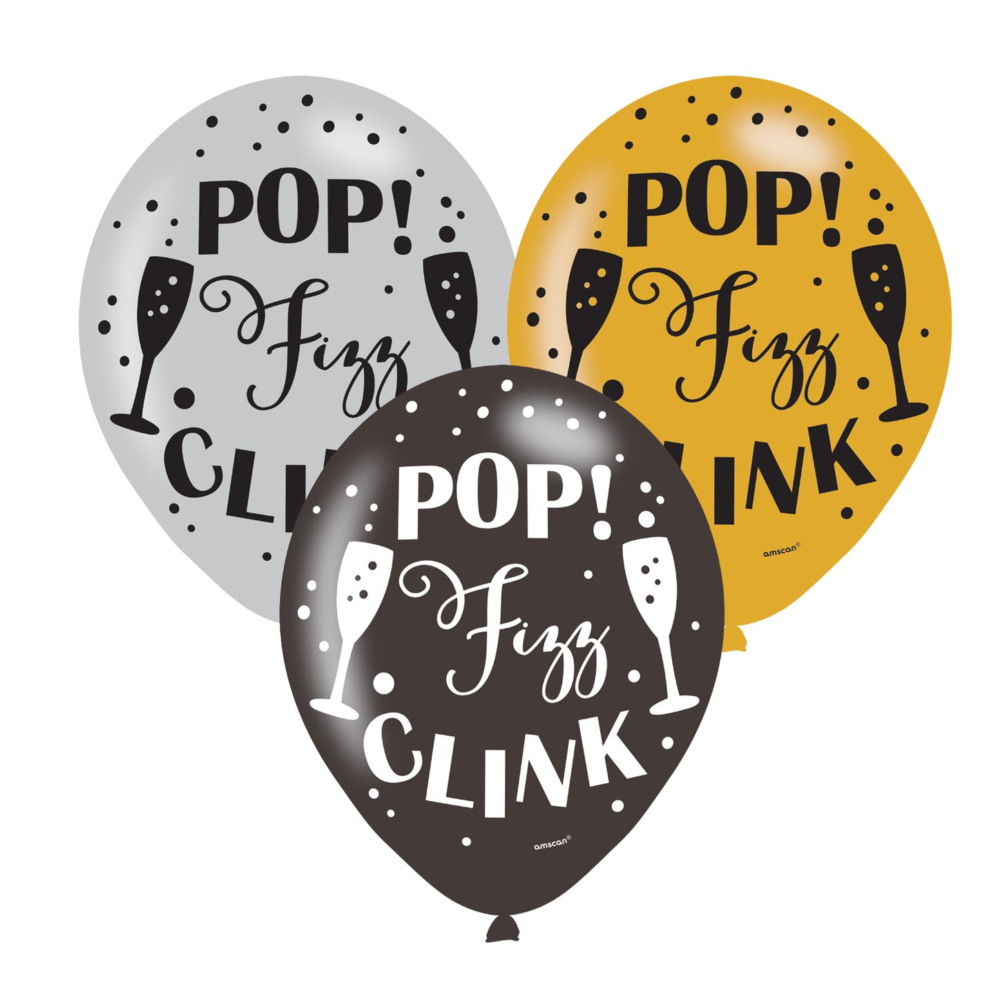 9902909 IP X6 - Pop Fizz Clink Latex Balloons 11"/27cm - 6 PKG/25