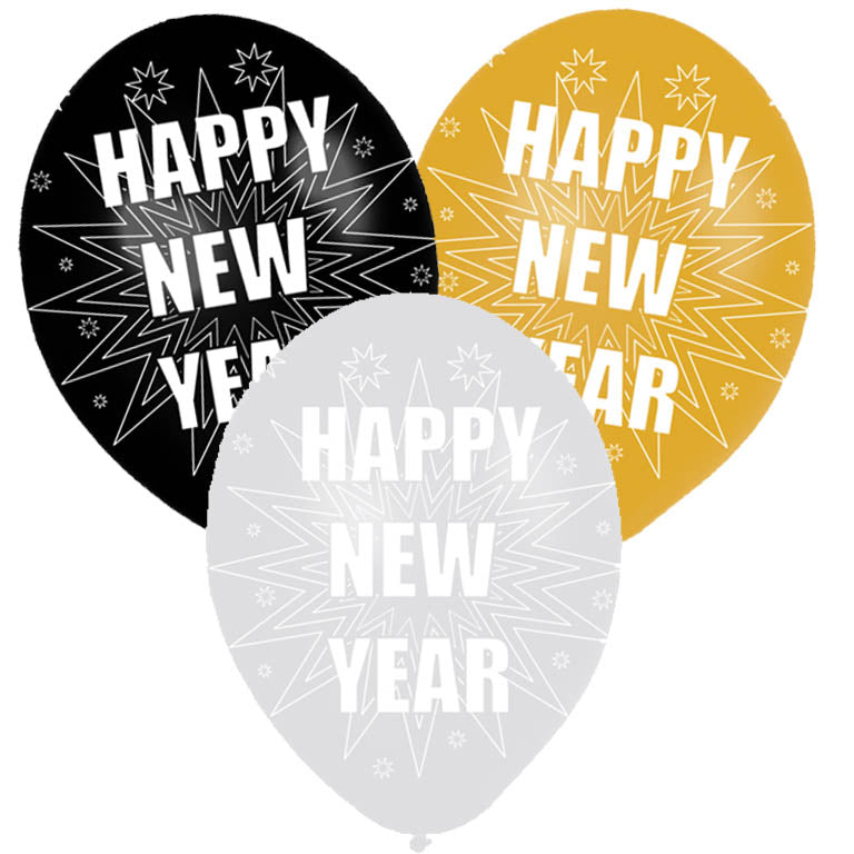 996952 IP X10 - New Year Assorted Latex Balloons 27.5cm - 10 PKG/6