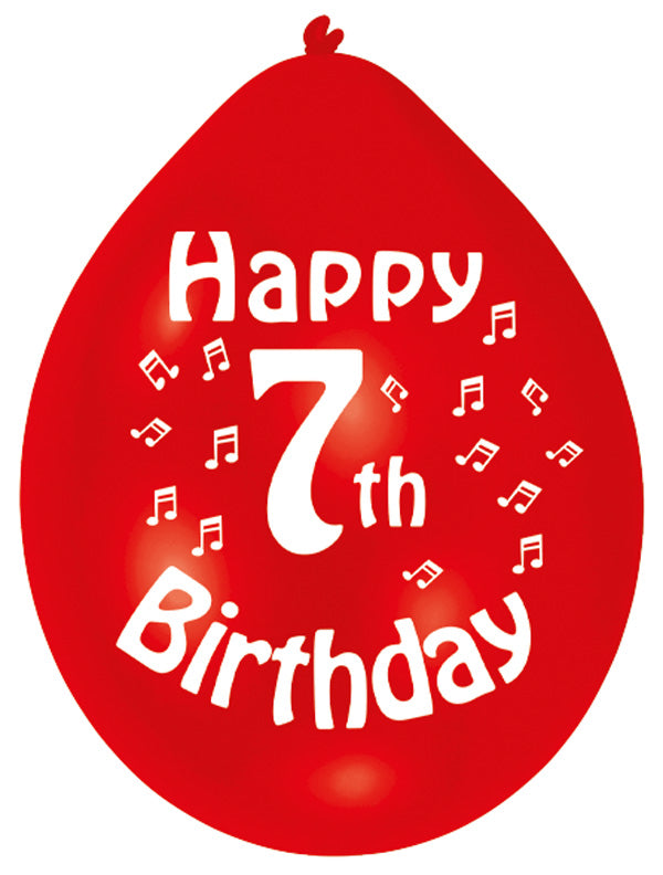 INT995550 IP X6 - Happy 7th Birthday Latex Balloons 22.8cm - 6 PKG/10