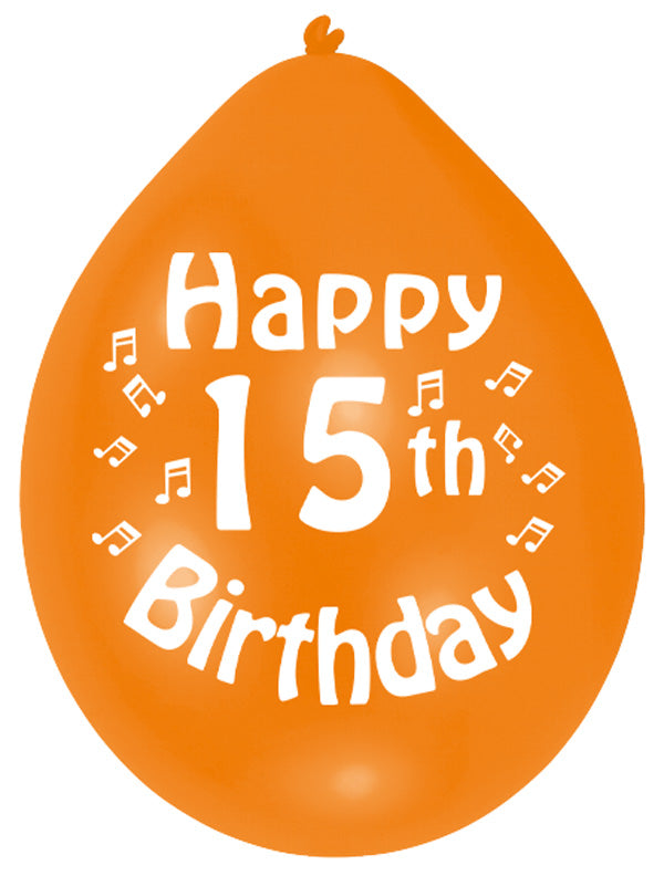 INT995559 IP X6 - Happy 15th Birthday Latex Balloons 22.8cm - 6 PKG/10