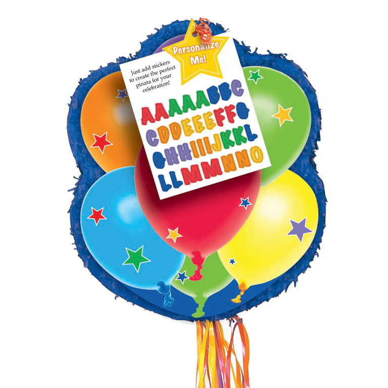 P19628 IP X4 - Balloons Personalise It! Pull Pinatas - 4 PC