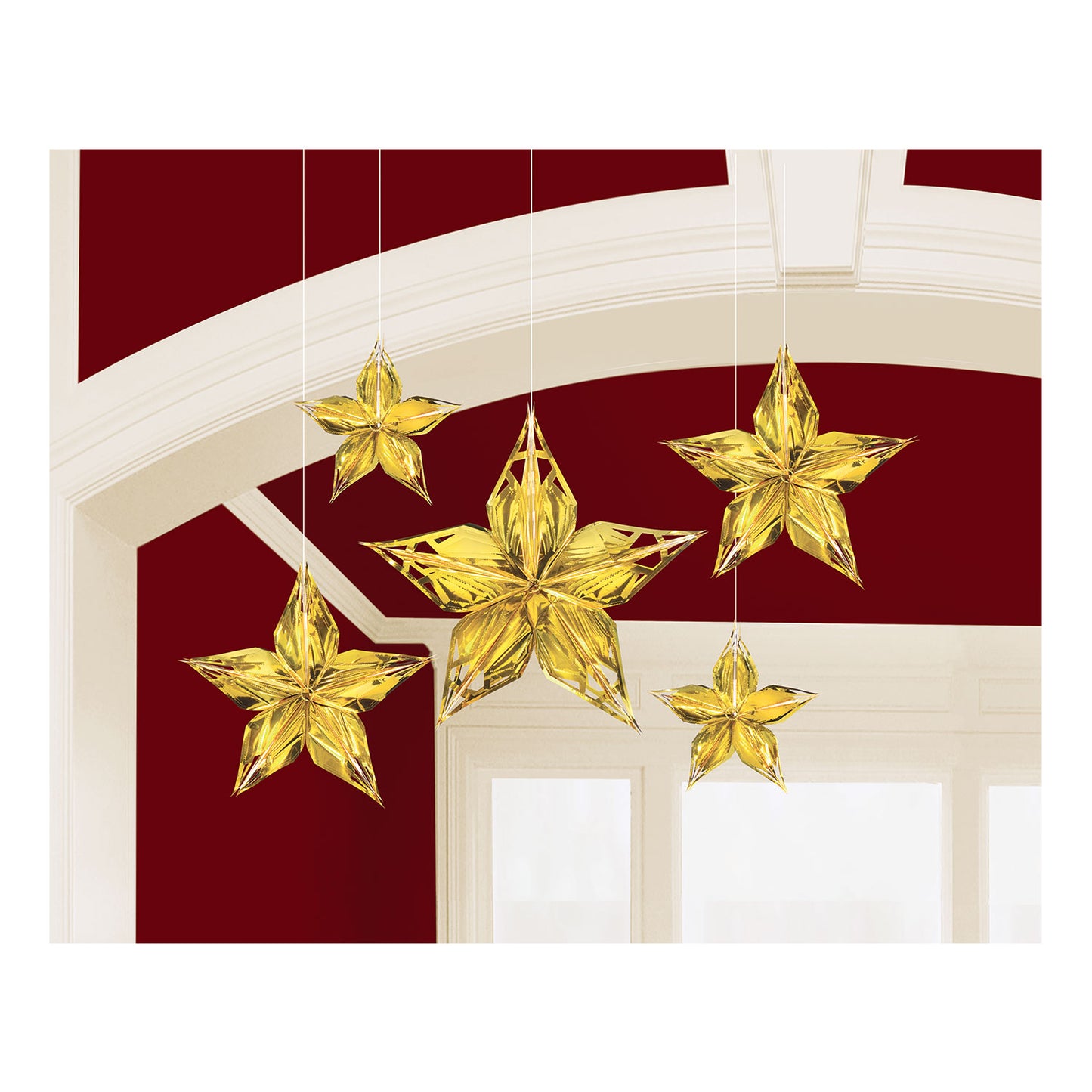 Hollywood 3D Metallic Stars 20cm - 6 PKG/5