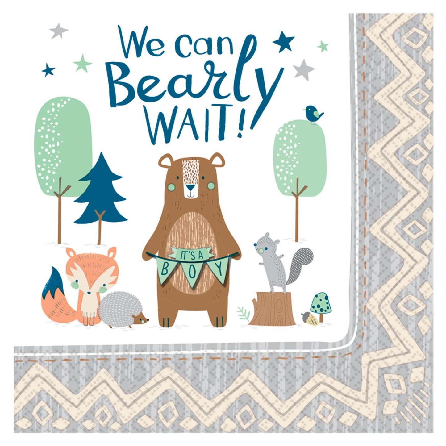 512164 IP X12 - Bear-ly Wait Luncheon Napkins 33cm - 12 PKG/16