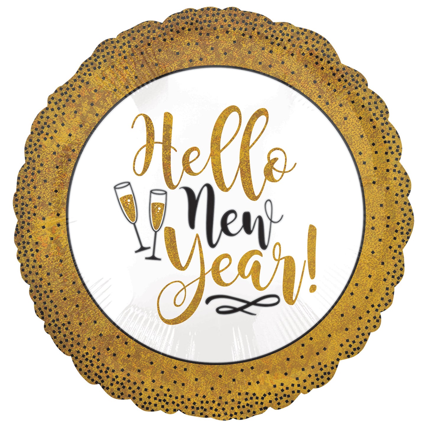 3675901 IP X5 - Gold Glitter New Year Standard Foil Balloons S40 - 5 PC