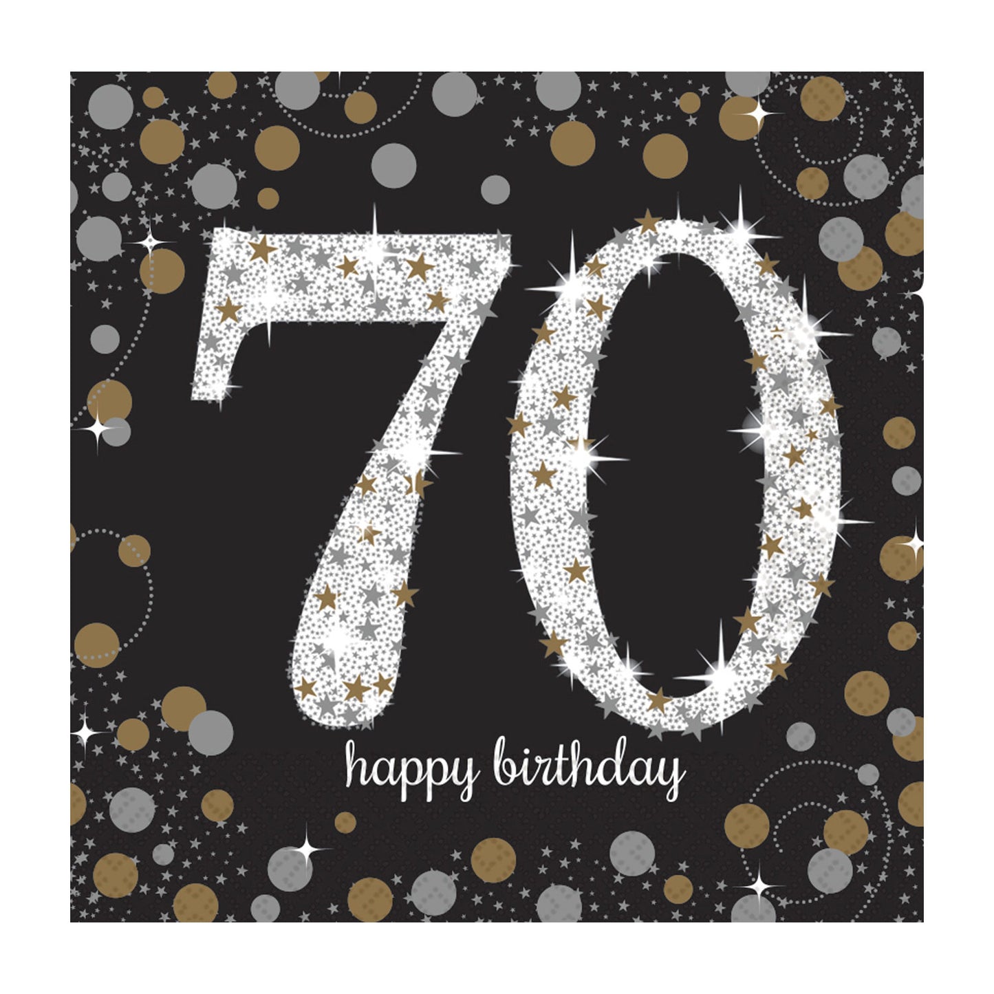 511964 IP X12 - Gold Sparkling Celebration 70th Luncheon Napkins 33cm - 12 PKG/16