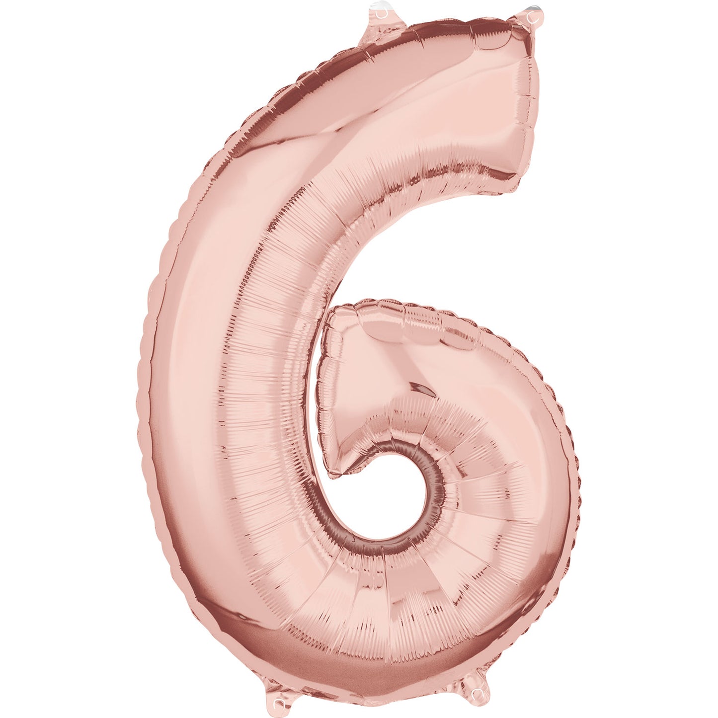 Number 6 Rose Gold SuperShape Mid-Size Foil Balloons 17"/43cm w x 26"/66cm h P31 - 5 PC