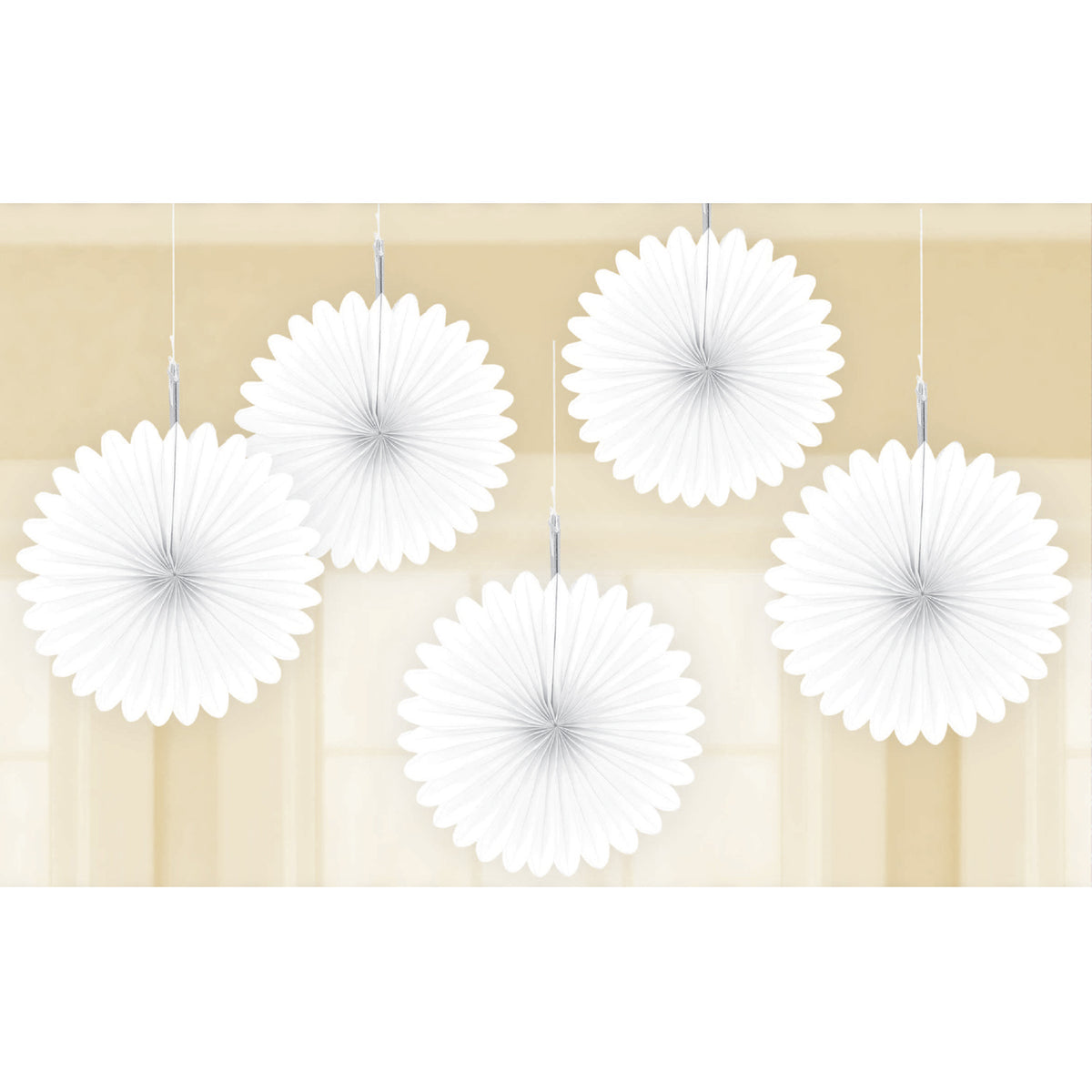29055 - White Paper Mini Paper Fans 15cm - 6 PKG/5