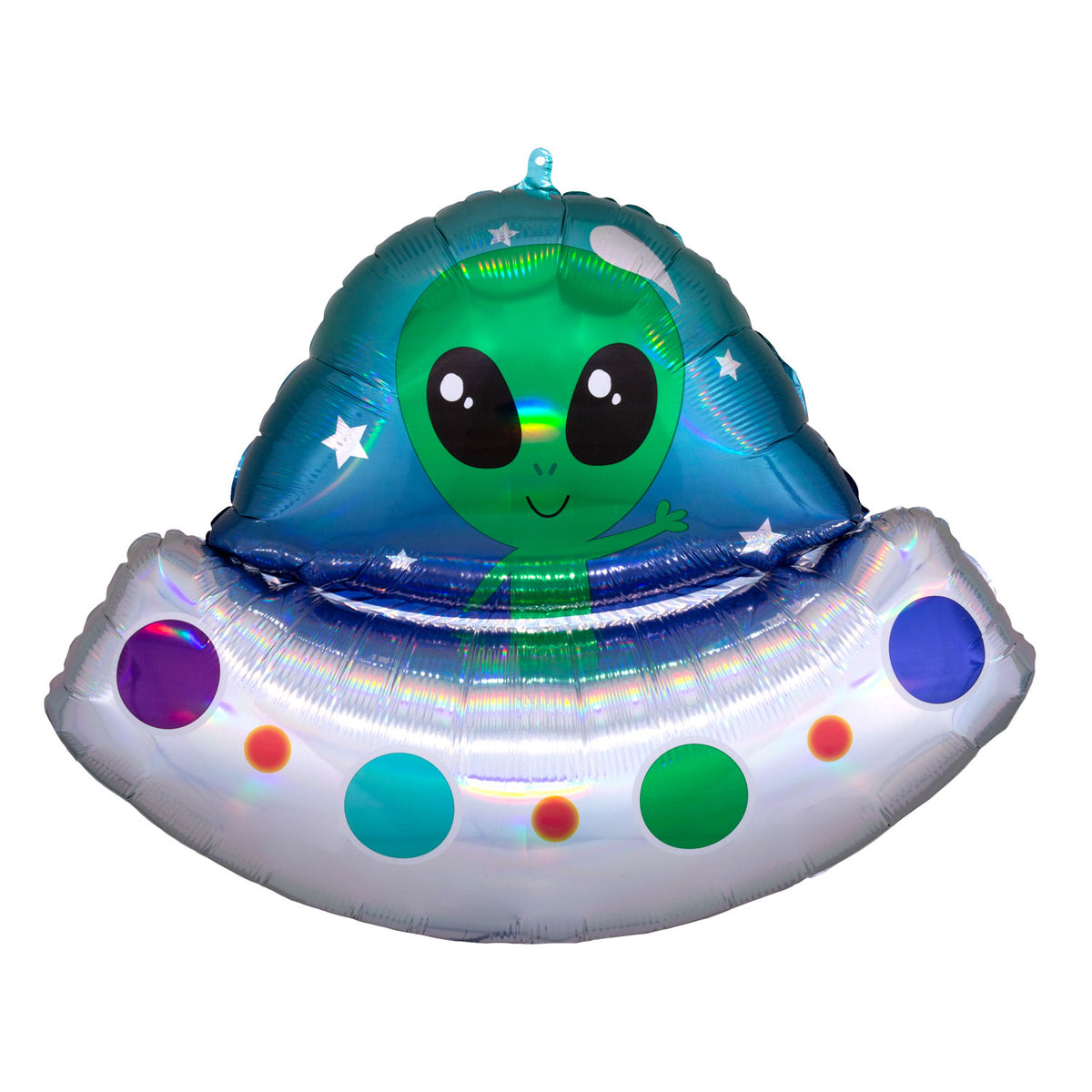 4119501 IP X5 - Alien Spaceship Holographic Iridescent SuperShape Foil Balloons 28"/71cm w x 21"/53cm h P40 - 5 PC