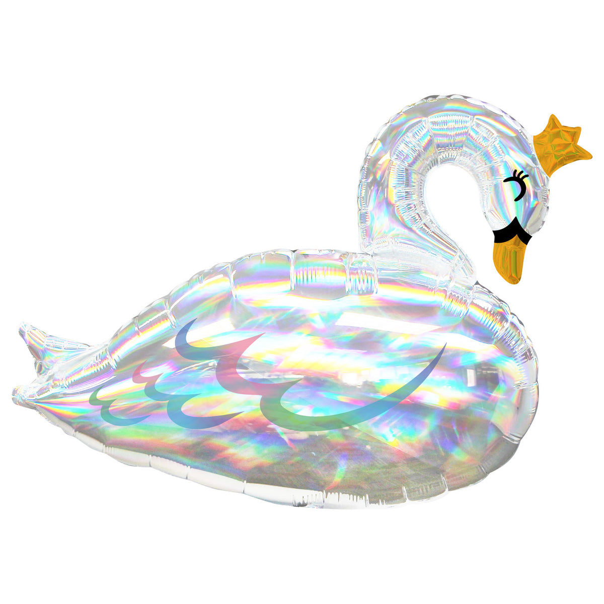 4121301 IP X5 - Swan Holographic Iridescent SuperShape Foil Balloons 29"/73cm w x 22"/55cm h P40 - 5 PC