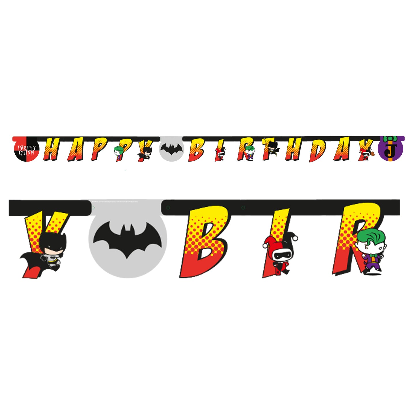 9906902 IP X6 - Batman v Joker Happy Birthday Letter Banners 2.5m - 6 PC