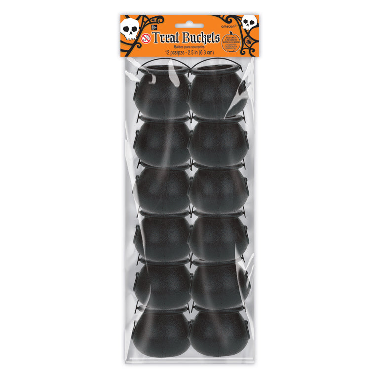 Cauldron Treat Plastic Buckets 6cm - 6 PKG/12