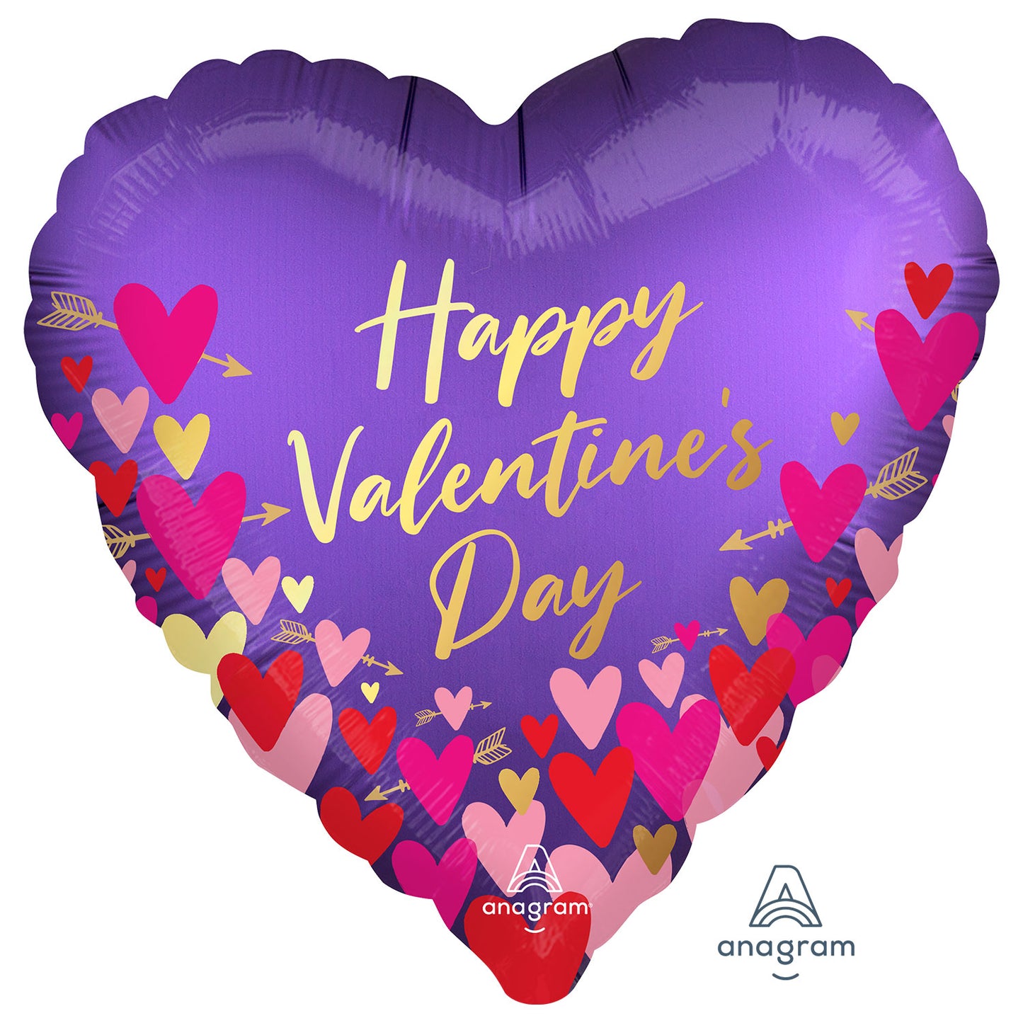 4226601 IP X5 - Happy Valentine's Day Hearts & Arrows Satin Luxe Standard HX Foil Balloons S40 - 5 PC