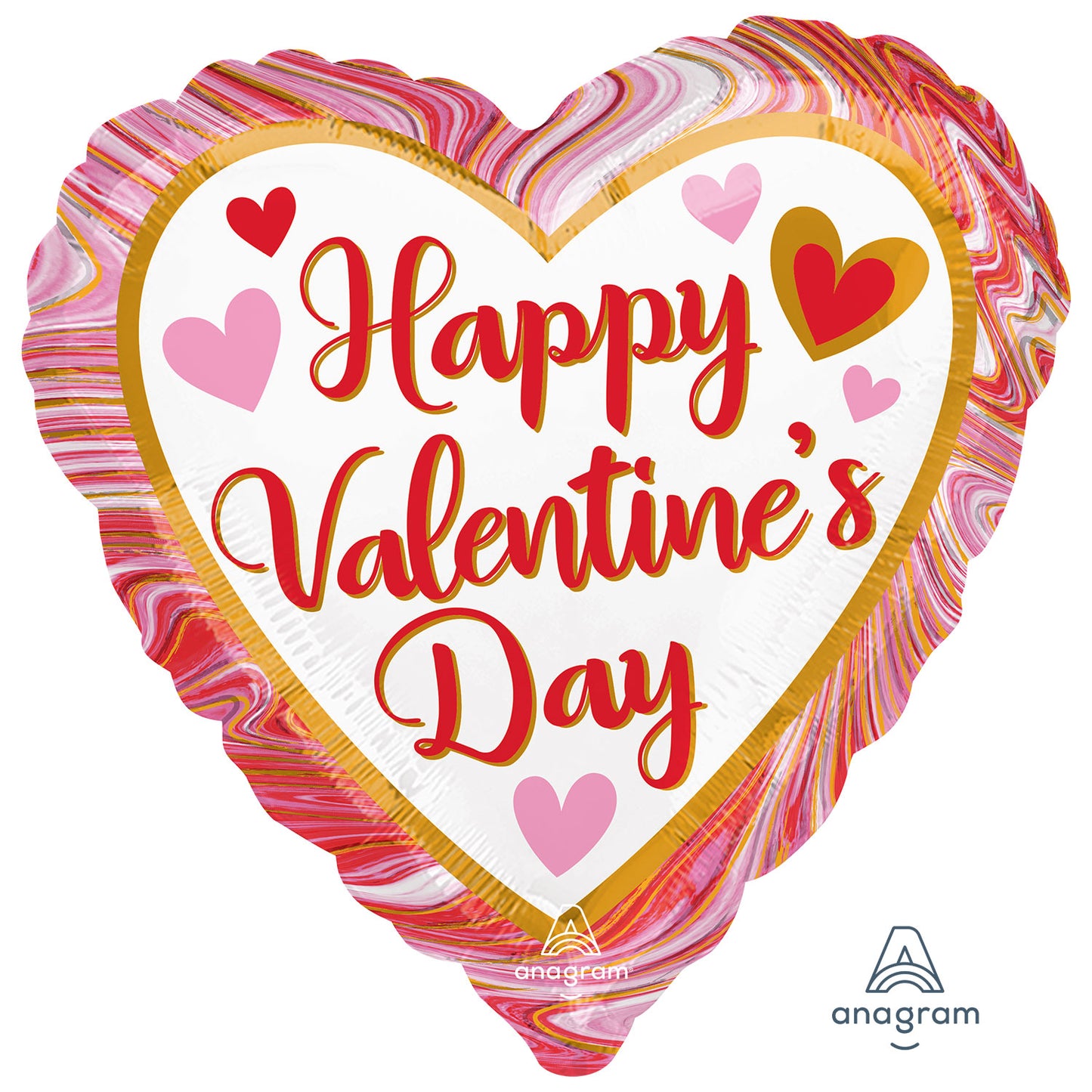 4227201 IP X5 - Happy Valentine's Day Marbled Standard HX Foil Balloons S40 - 5 PC