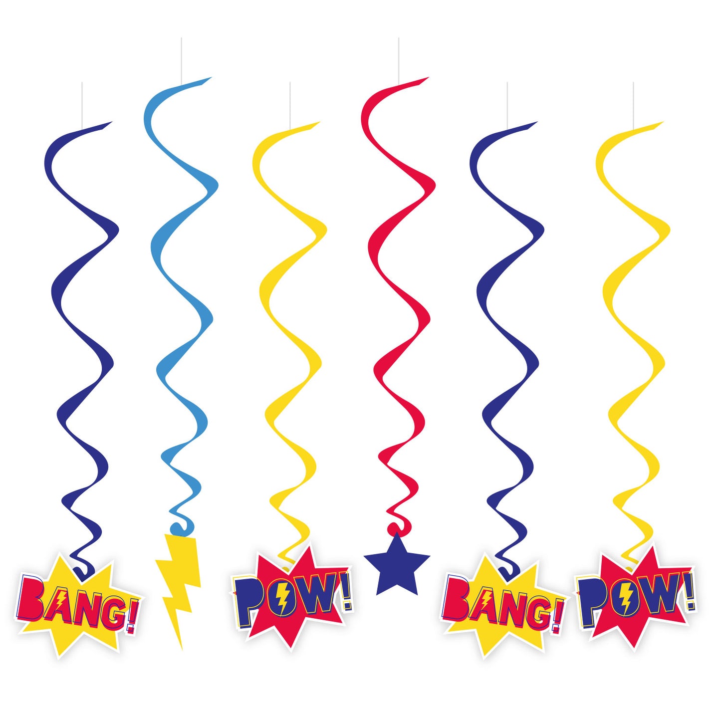 9909094 IP X6 - Superhero Swirl Decorations - 6 PKG/6