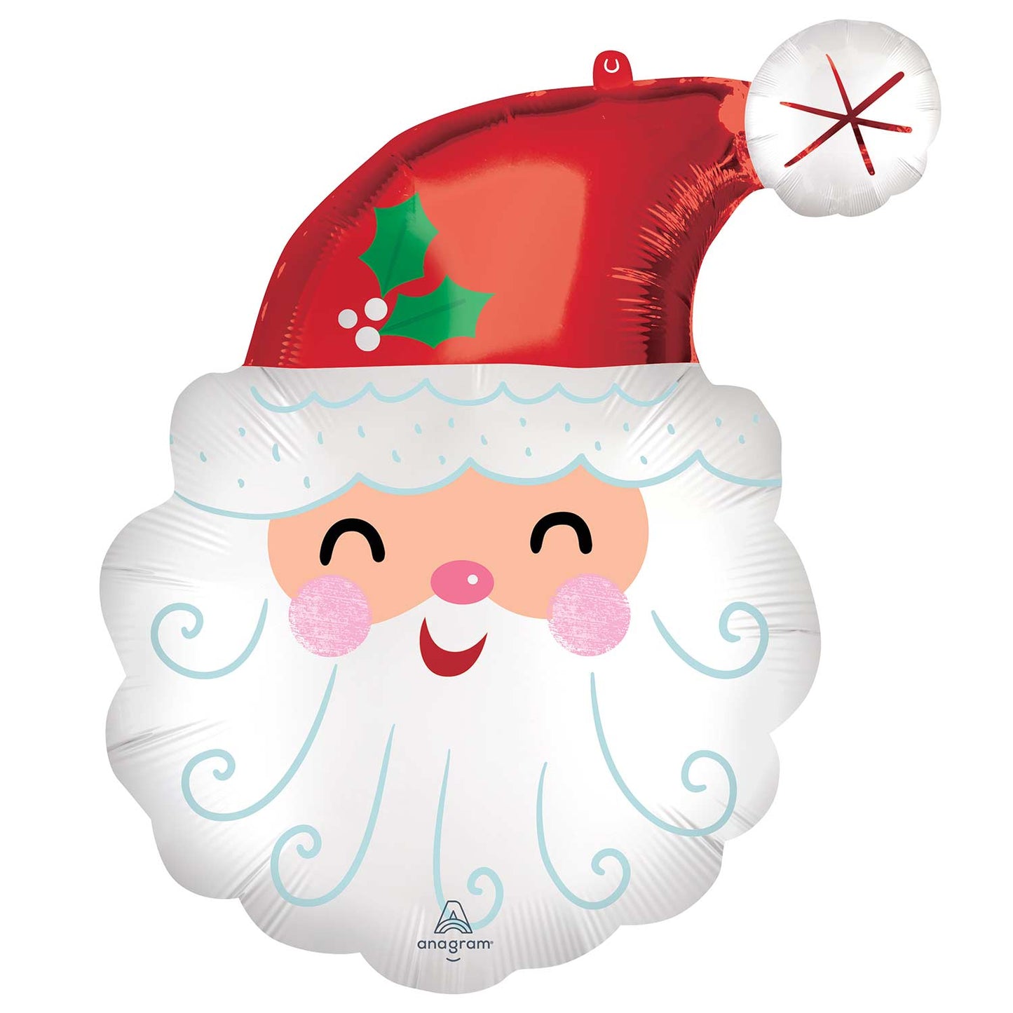 4334201 IP X5 - Smiley Santa SuperShape Foil Balloons 19"/48cm w x 27"/68cm h P35 - 5 PC