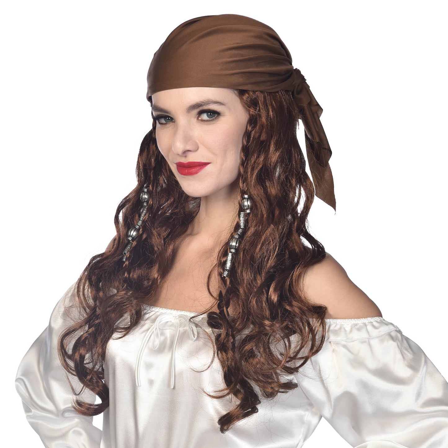9909530 IP X6 - Pirate Long Wigs with Brown Bandana - 6 PC