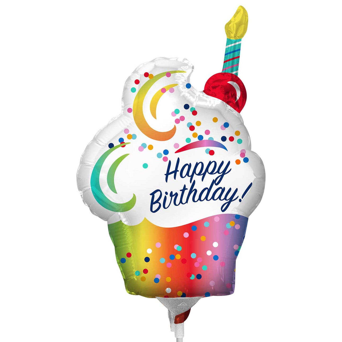 4182102 IP X5 - Rainbow Ombra Cupcake MiniShape Uninflated Foil Balloons A30 - 5 PC