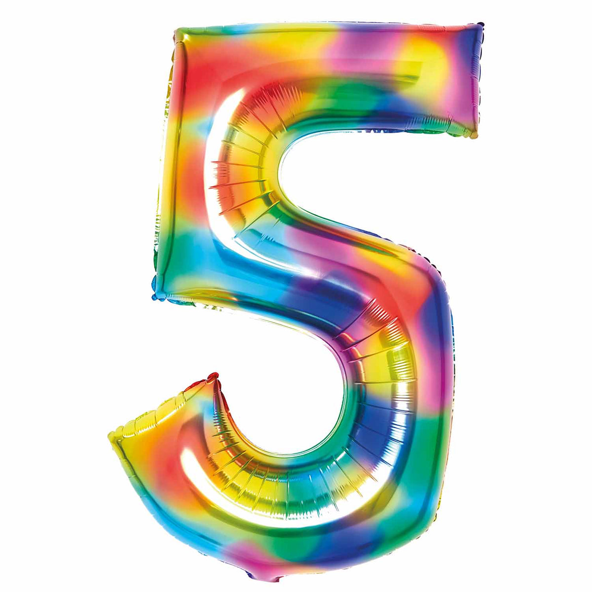 9913128 IP X5 - Amscan Large Number 5 Bright Rainbow Foil Balloons 22" / 56cm w x 35" /89cm h P50 - 5 PC