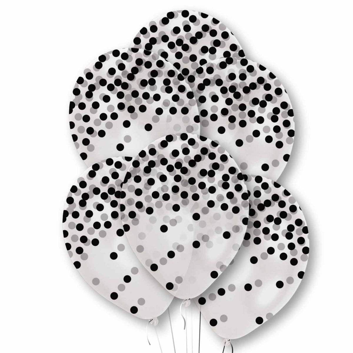 9912783 IP X10 - Black Printed Confetti Clear Latex Balloons 11"/27.5cm - 10 PKG/6