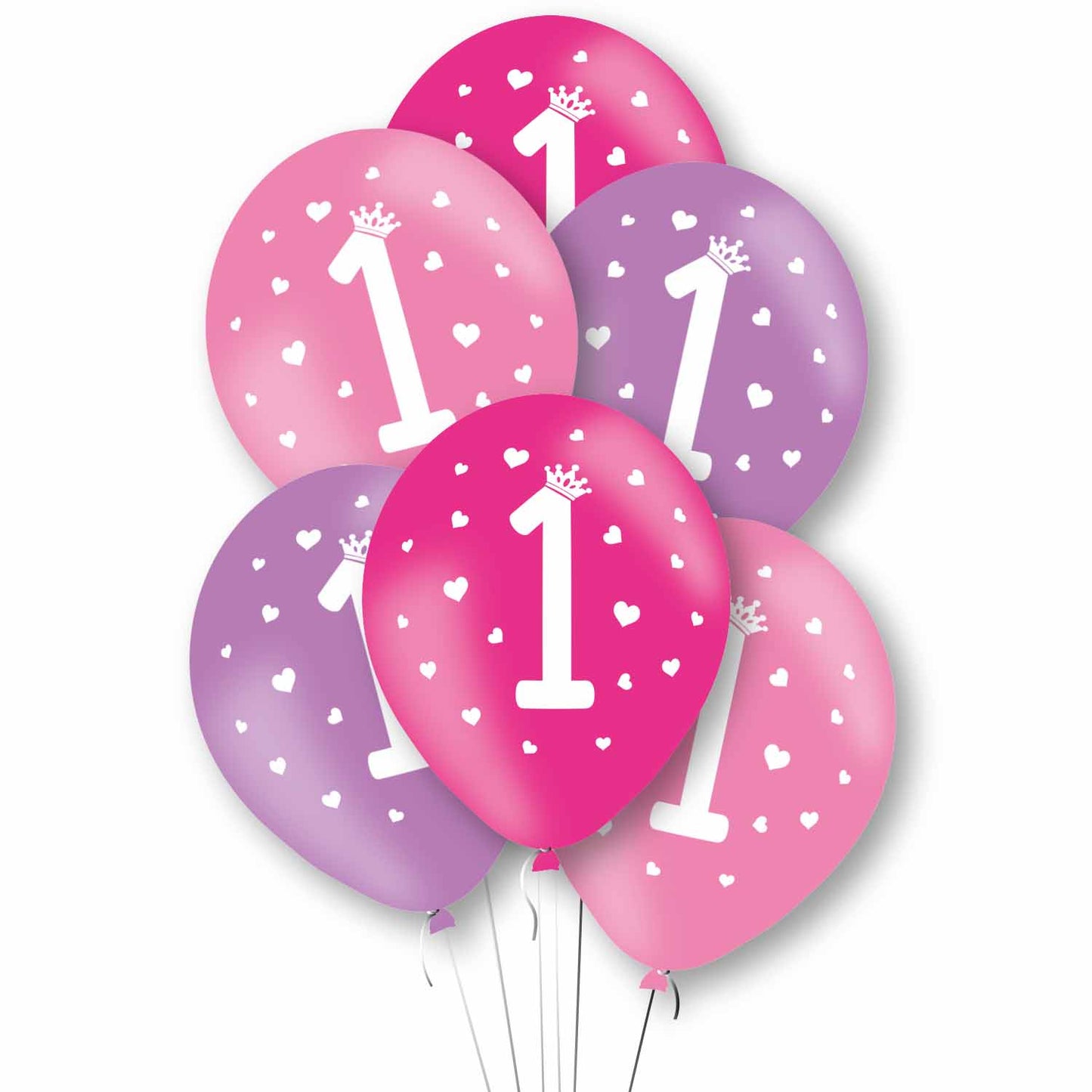 Age 1 Pink Tone Mix Latex Balloons 11"/27.5cm - 10 PKG/6
