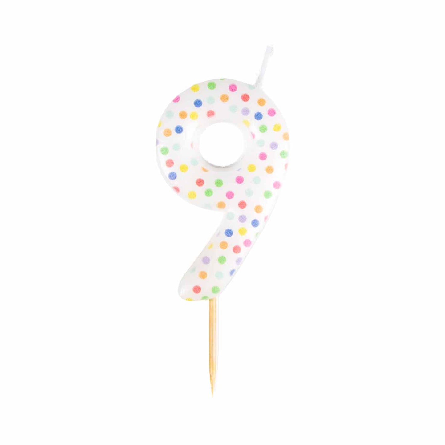 9911564 IP X12 - #9 Dots Finish Numerical Candles 6 cm - 12 PC