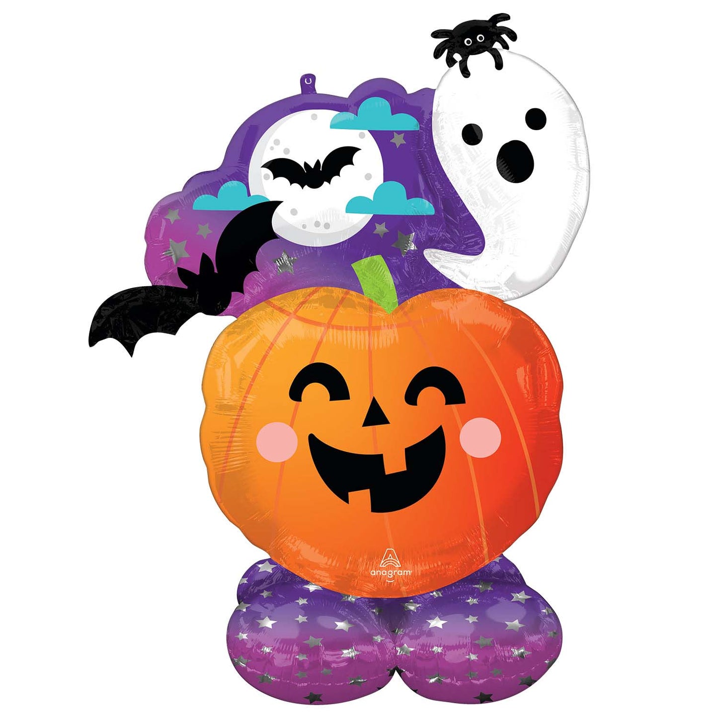 4484111 IP X3 - Fun & Spooky Ghost & Pumpkin AirLoonz Foil Balloons 41"/104cm w x 53"/134cm h P70 - 3 PC