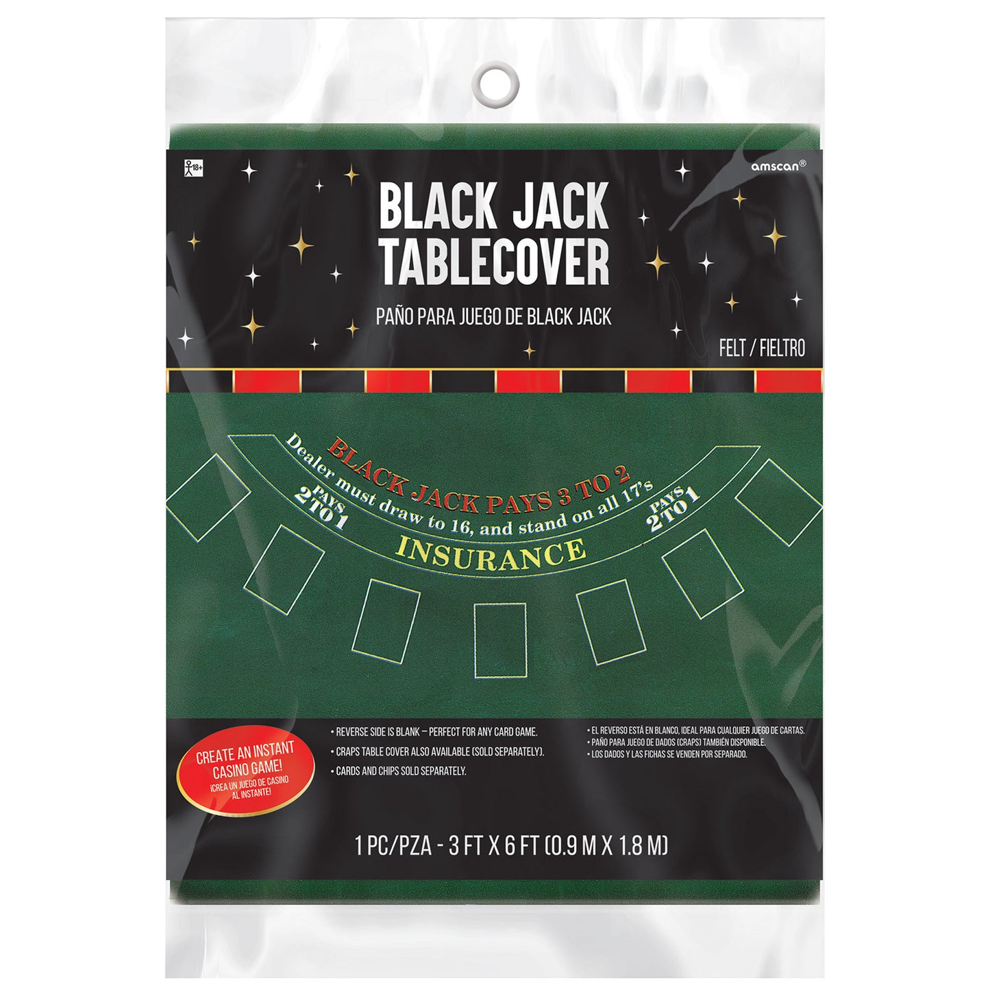 255570 IP X6 - Casino Felt Game Blackjack Tablecovers 0.9m x 1.8m - 6 PC