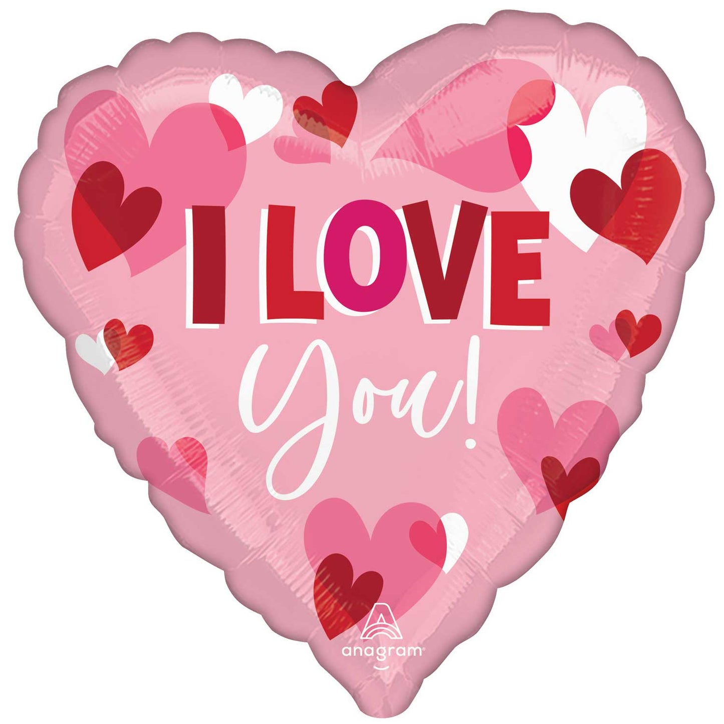 4512201 IP X5 - I Love You Playful Hearts Jumbo Satin Luxe Foil Balloons 28"/71cm w x 28"/71cm h P32 - 5 PC