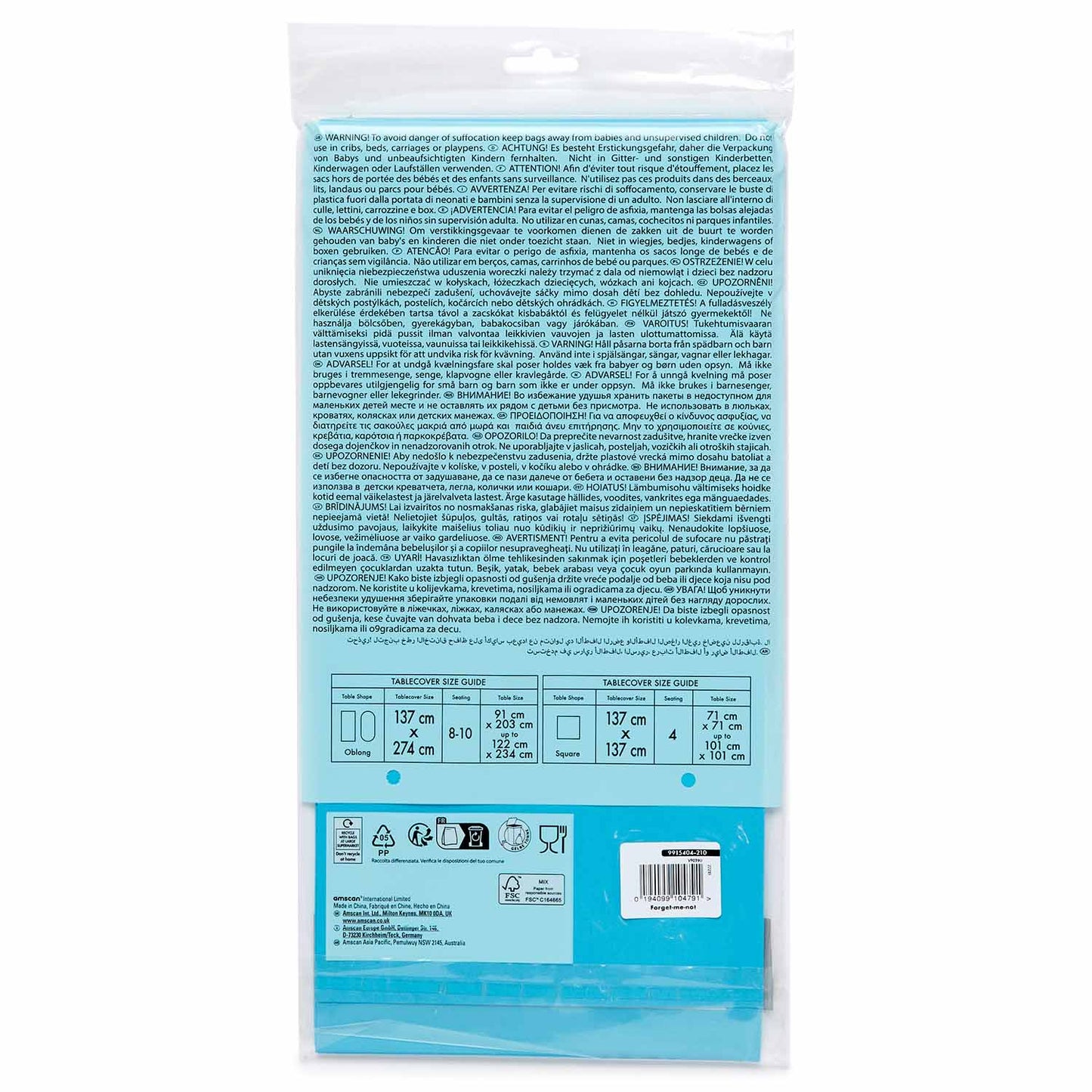 9915404 - Forget-me-not Paper Tablecovers 1.37m x 2.74m - 12 PC