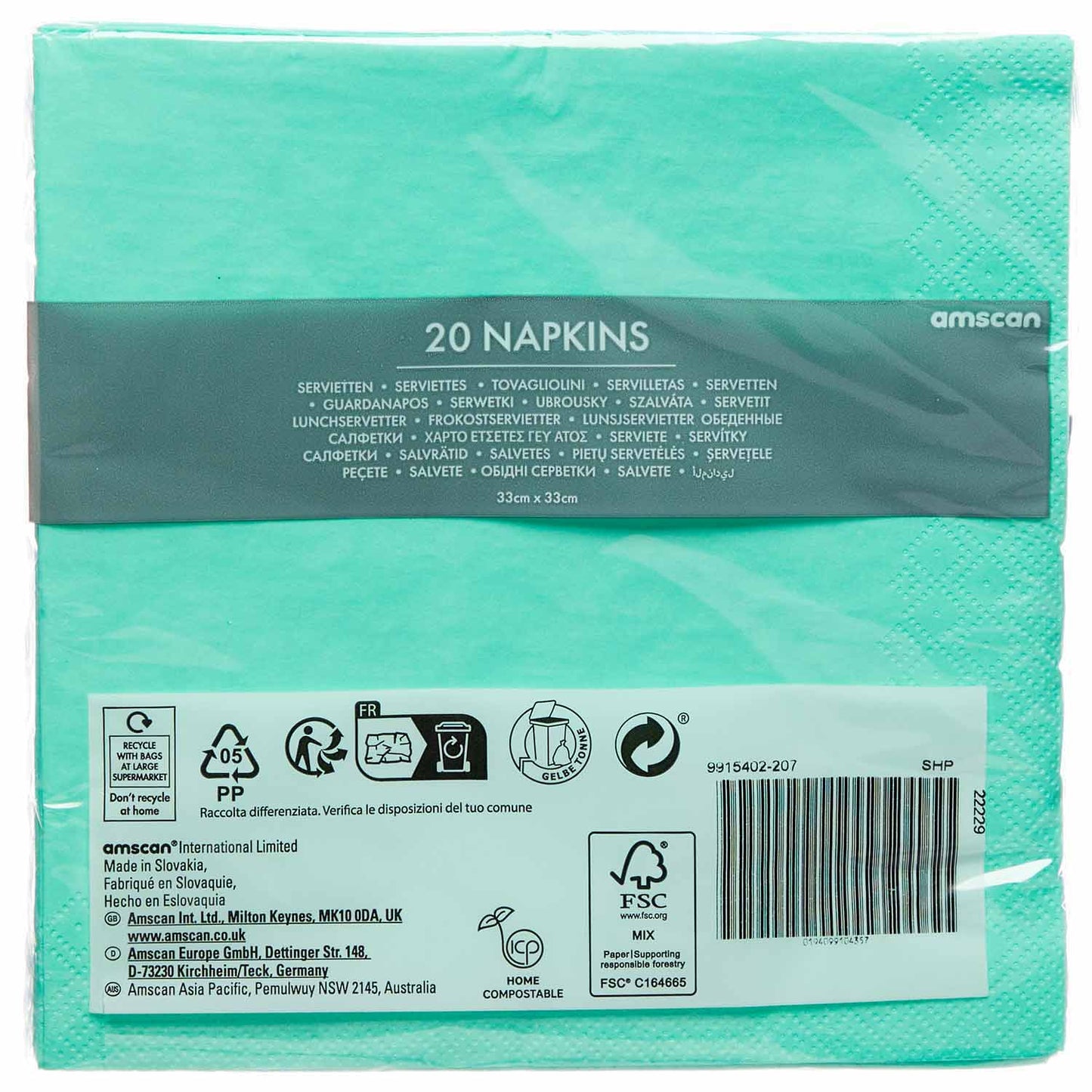 9915402 - Seafoam Luncheon Napkins 33cm - 18 PKG/20