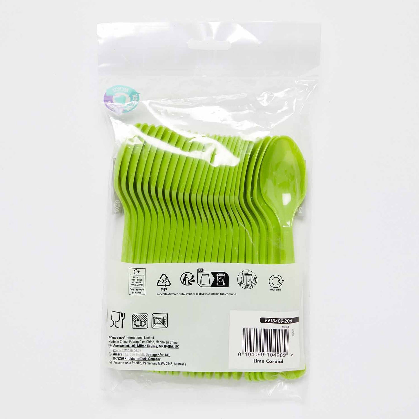 9915409 - Lime Cordial Plastic Spoons - 12 PKG/24