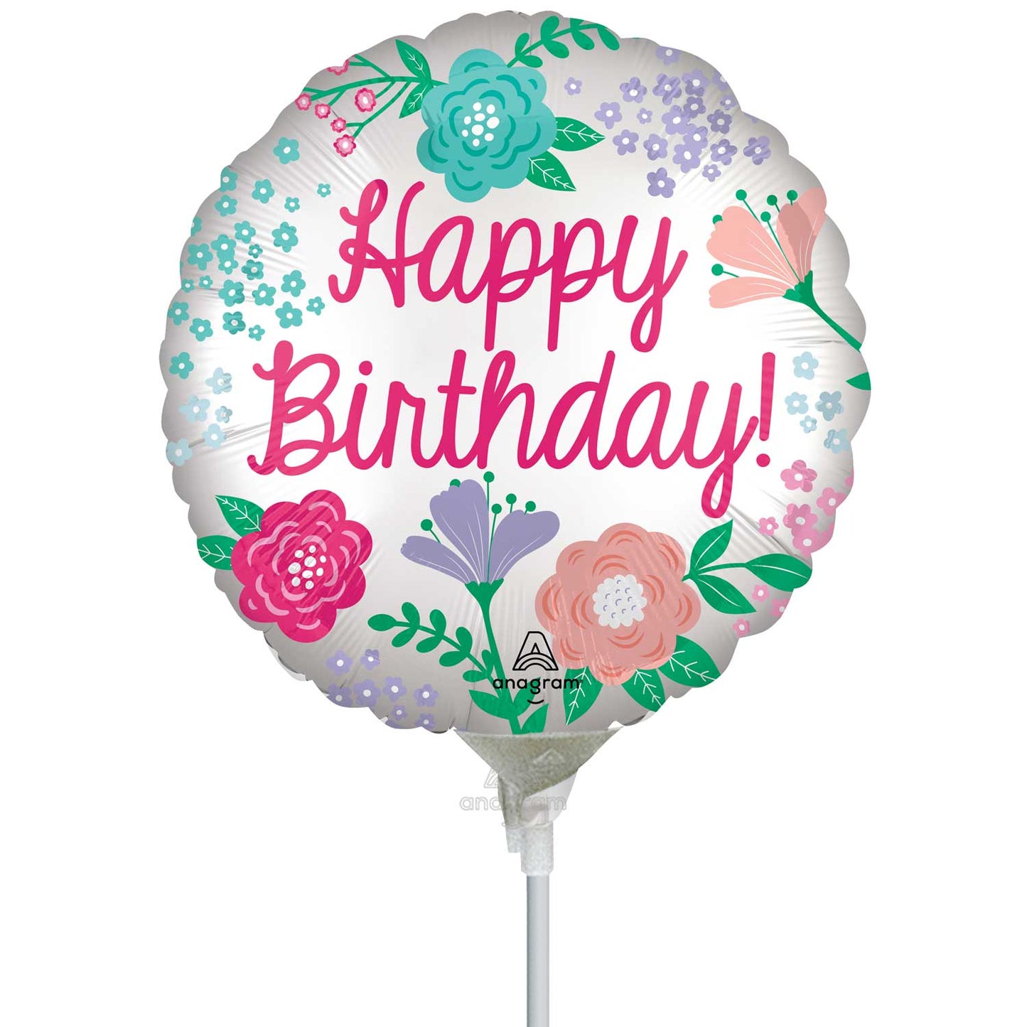 4592109 IP X5 - Happy Birthday Garden Mini Uninflated Foil Balloons A15 - 5 PC