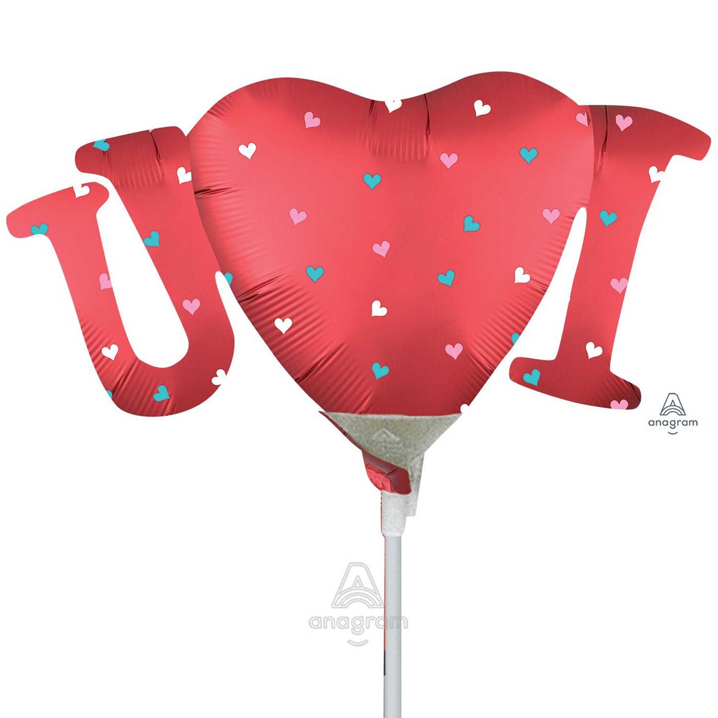 3888202 IP X5 - I Heart You MiniShape Satin Luxe Uniflated Foil Balloons A30 - 5 PC