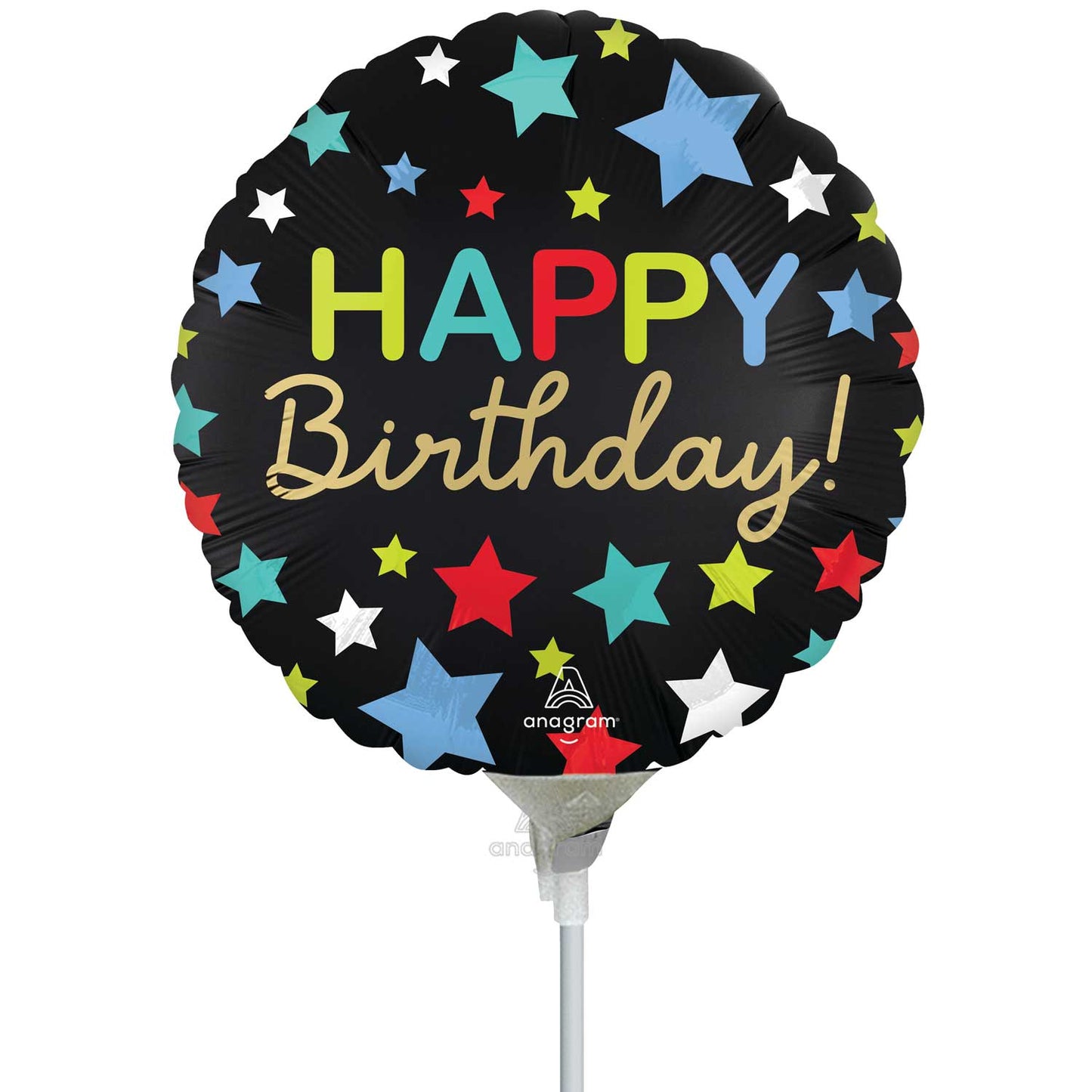 4591609 IP X5 - Happy Birthday Stars Mini Uninflated Foil Balloons A15 - 5 PC